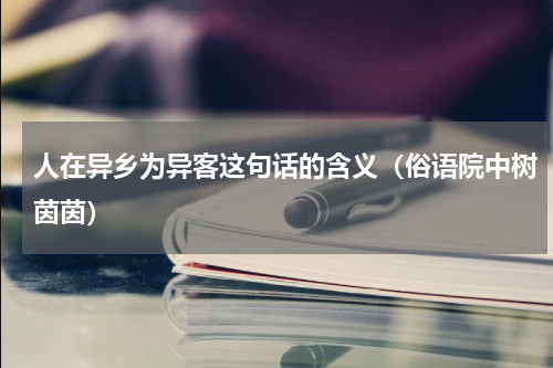 人在异乡为异客这句话的含义（俗语院中树茵茵）