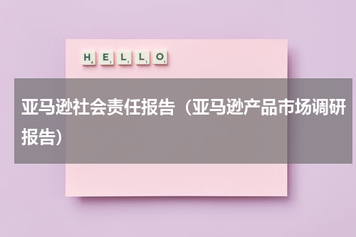 亚马逊社会责任报告（亚马逊产品市场调研报告）