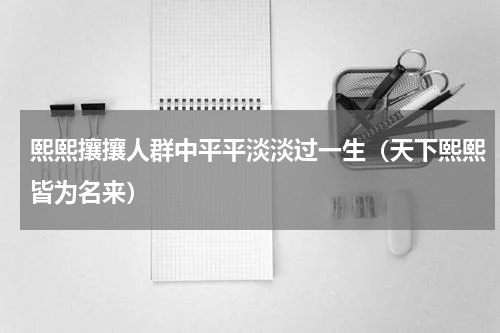 熙熙攘攘人群中平平淡淡过一生（天下熙熙皆为名来）