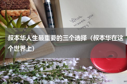 叔本华人生最重要的三个选择（叔本华在这个世界上）