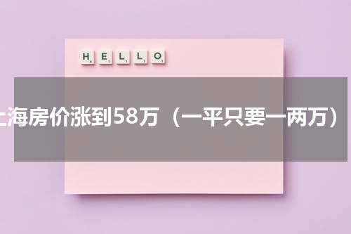 上海房价涨到58万（一平只要一两万）