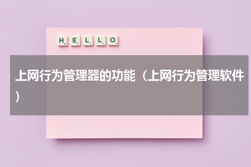 上网行为管理器的功能（上网行为管理软件）