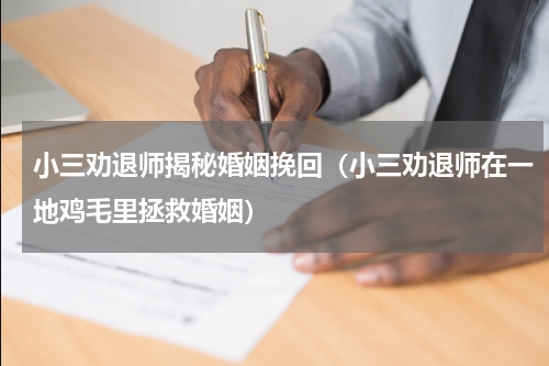 小三劝退师揭秘婚姻挽回（小三劝退师在一地鸡毛里拯救婚姻）