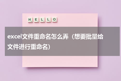 excel文件重命名怎么弄（想要批量给文件进行重命名）