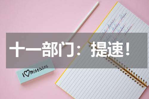 十一部门：提速！