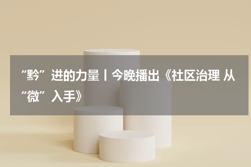 “黔”进的力量丨今晚播出《社区治理 从“微”入手》