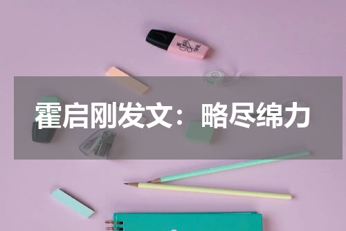 霍启刚发文：略尽绵力